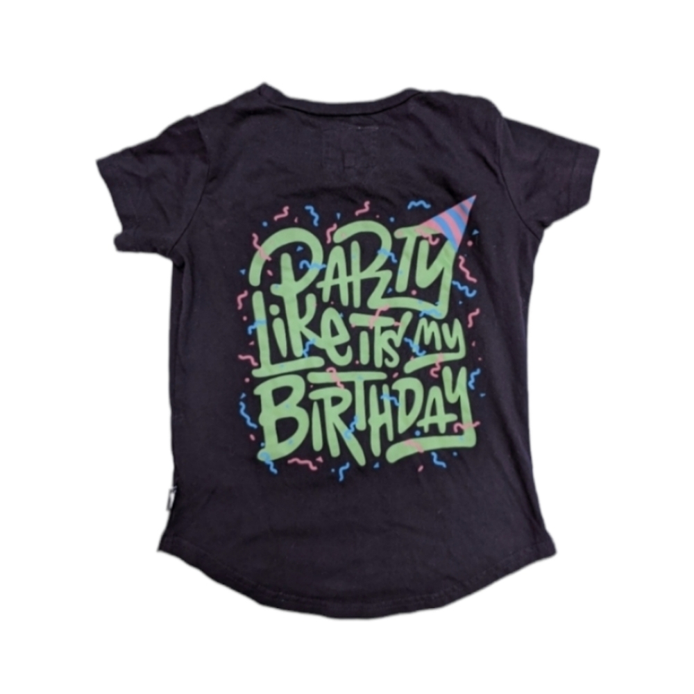 3/$15 Little Homie black short sleeve party like it's my birthday tee Toddler 4T